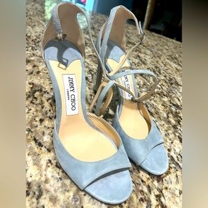 Jimmy Choo Light-Blue Suede Ankle Strap